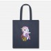 Unicorn Flowers Navy Tote Bag